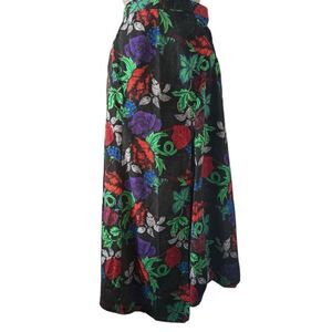 Tropical Summer Black Colorful Floral Black Maxi Skirt Topshop Size 6